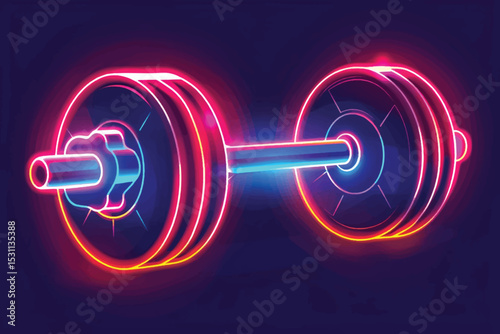 Weight training and muscle building equipment, Blue and red dumbbells 3D illustrations rendering.