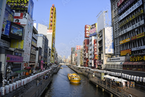The famed Dotonbori canal and the shopping district Namba, Osaka, Japan