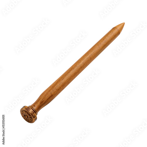 Wooden dowel pin, cylindrical, furniture hardware, isolated on a transparent background
