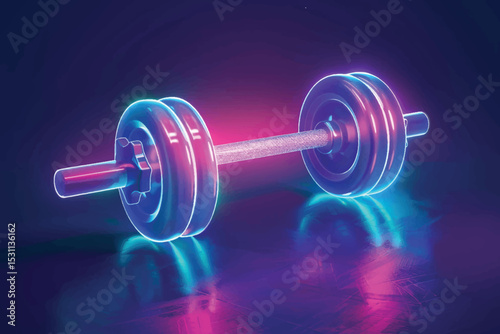 Weight training and muscle building equipment, Blue and red dumbbells 3D illustrations rendering.
