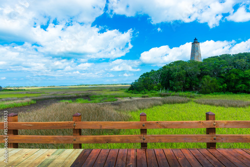 Принти на полотні Historic Old Baldy Lighthouse on Bald Head Island, North Carolina – Scenic Atlan