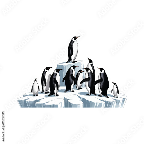 vector illustration of a group of penguin on iceberg