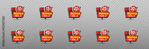Set of sale discounts, percent icons, stickers, price. Vector 
illustration