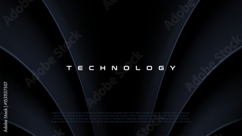 Abstract futuristic dark black background with waved design. Realistic 3d wallpaper with luxury flowing lines. Technology futuristic circuit board blue background, Cyber science tech layout design