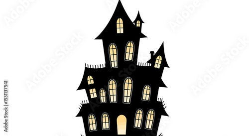 Spooky Halloween Haunted House Silhouette