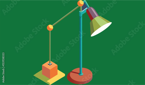 Modern adjustable desk lamp isometric illustration