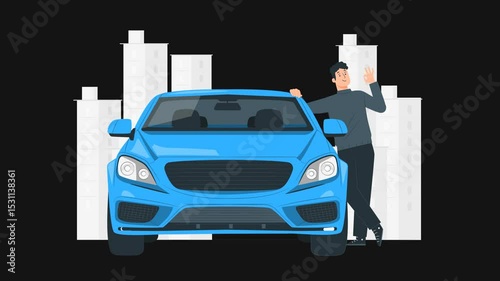 High Quality  4K 2D Cartoon Animation of Happy Rideshare Driver Feeling Satisfied with Service – Perfect for Transportation, Mobility Apps, and Customer Experience Visuals with Transparent Background