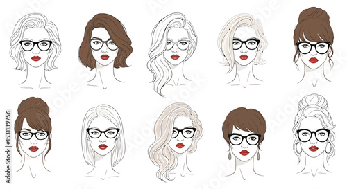 Eight Stylish Women's Hairstyles and Glasses