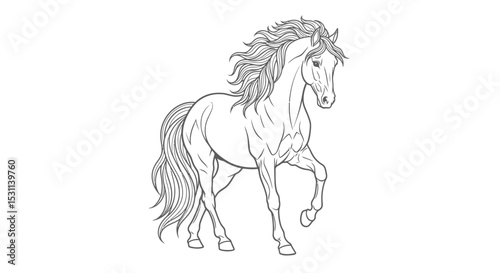 Elegant Line Art Depiction of a Majestic Horse