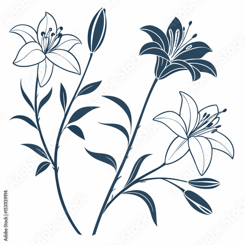 seamless pattern with triplet lily