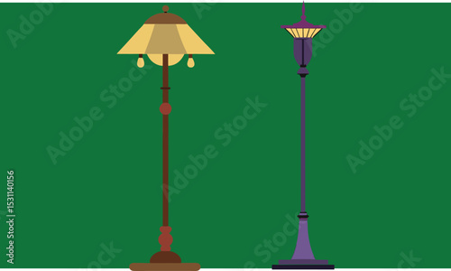 Floor lamp and streetlight illustration