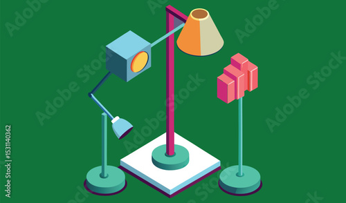 Modern isometric lampshade design illustration
