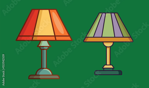 Two colorful table lamps illustration