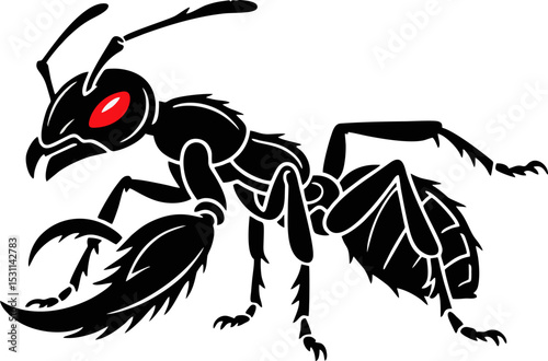 Predator Ant: A Bold and Fearless Insect with Glowing Red Eyes