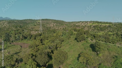 Expansive Green Hills Under Clear Blue Sky Captured in a Serene Natural Landscape