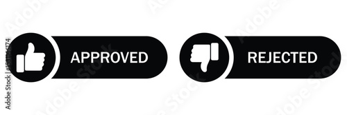 Approved and Rejected Stamp Icon Set – Flat Vector Labels for Verification and Status