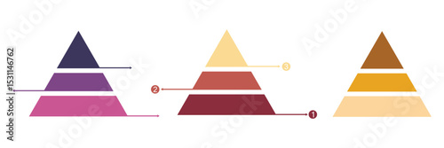 Three Tier Blank Pyramid Diagram – Vector Infographic Template