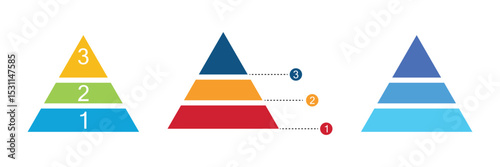 Three Tier Blank Pyramid Diagram – Vector Infographic Template