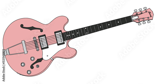A Pink Semi Hollow Body Electric Guitar The Instrument of Artistic Expression Music