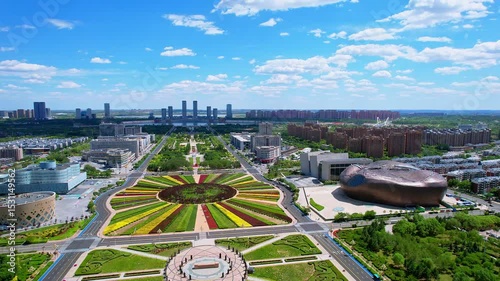 Aerial Scenery of Kangbashi New Area in Ordos, Inner Mongolia, China