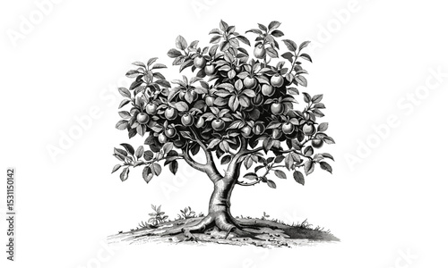 Apple Tree Vector Illustration, Fruit Tree, Nature Artwork, Seasonal Design, Apple Orchard, Spring Trees, Fresh Fruit, Garden Illustration, Green Leaves, Eco-Friendly Art, Organic Design.