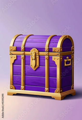 Ornate purple chest with golden details, brimming with fantasy appeal
