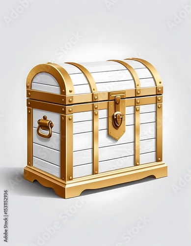 Ornate treasure chest illustration on white surface detailed design