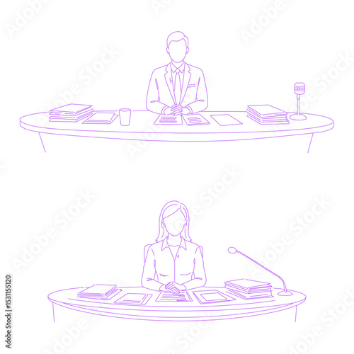 news anchor lineart illustration