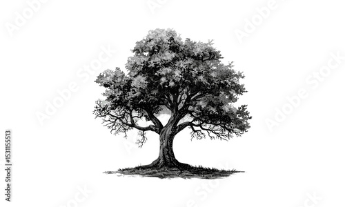 Ash Tree vector illustration, botanical art, nature tree, eco-friendly design, natural elements, tree silhouette, wood art, forest plant, green design, outdoor illustration.
