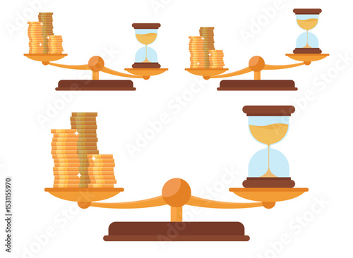 A balanced comparison between accumulating assets and managing time, emphasizing financial planning and strategic resource management.