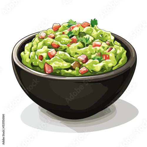 Bowl of guacamole guac vector isolated on a white background