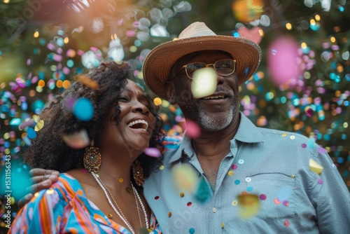 Portrait of a happy afro-american couple in their 40s celebrating birthday