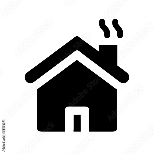 House silhouette with chimney in black and white graphic style