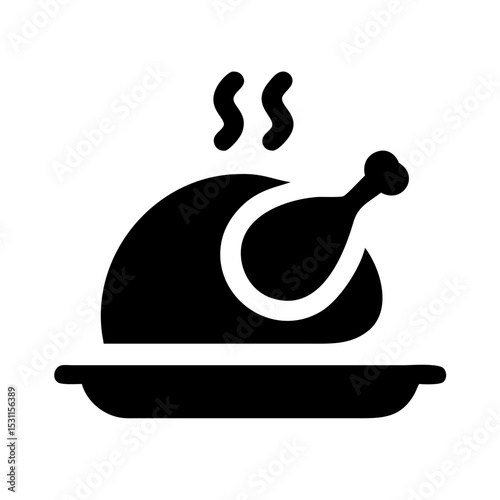 Roast turkey silhouette in black and white graphic style