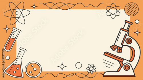 Educational Science and Research Background with Microscope and Beakers