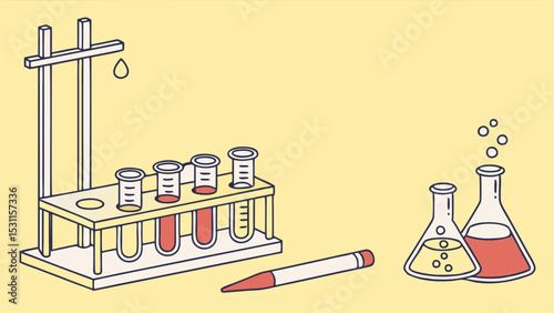 Laboratory glassware illustration for scientific research and experimentation background