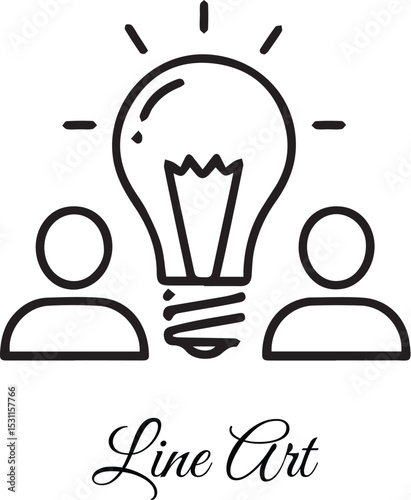 Brainstorming Idea Generation Line Icon, Brainstorming
