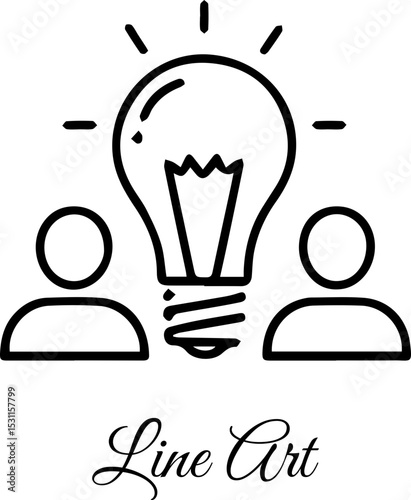 Brainstorming Idea Generation Line Icon, Brainstorming