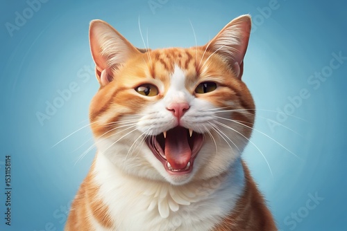 Adorable Orange and White Tabby Cat Yawning A High-Resolution Image