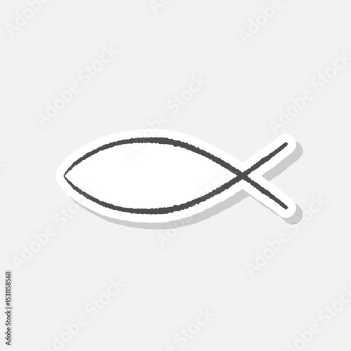 Abstract Fish Symbol icon sticker isolated on gray background