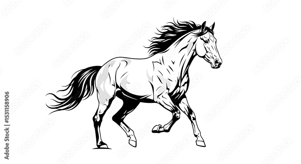 Majestic Running Horse Silhouette Design Majestic Running Horse Silhouette Design