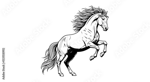 Powerful Horse in Dynamic Action Illustration