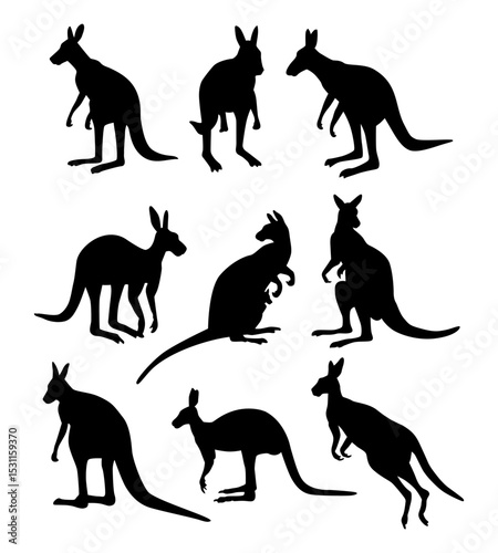 kangaroo silhouettes collection set