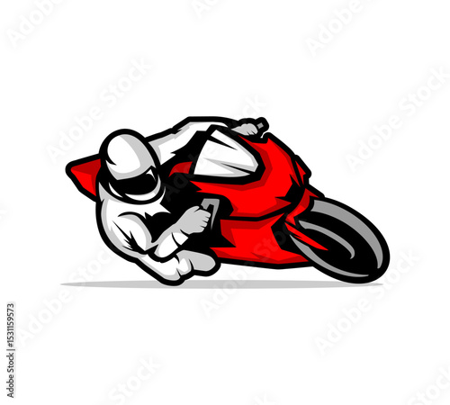 motorcycle racer cornering vector illustration