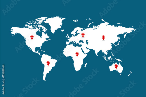 world map with location pins illustration
