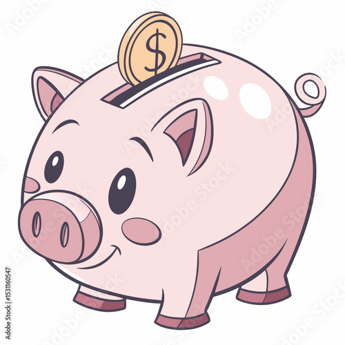 piggy bank with a coin