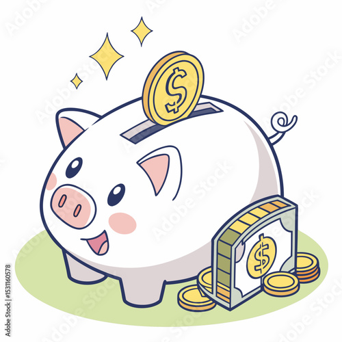 piggy bank and money