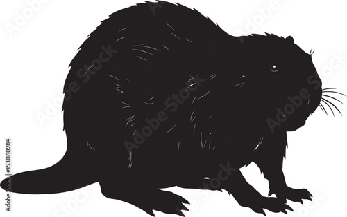 Beaver Animal black color Silhouette Vector