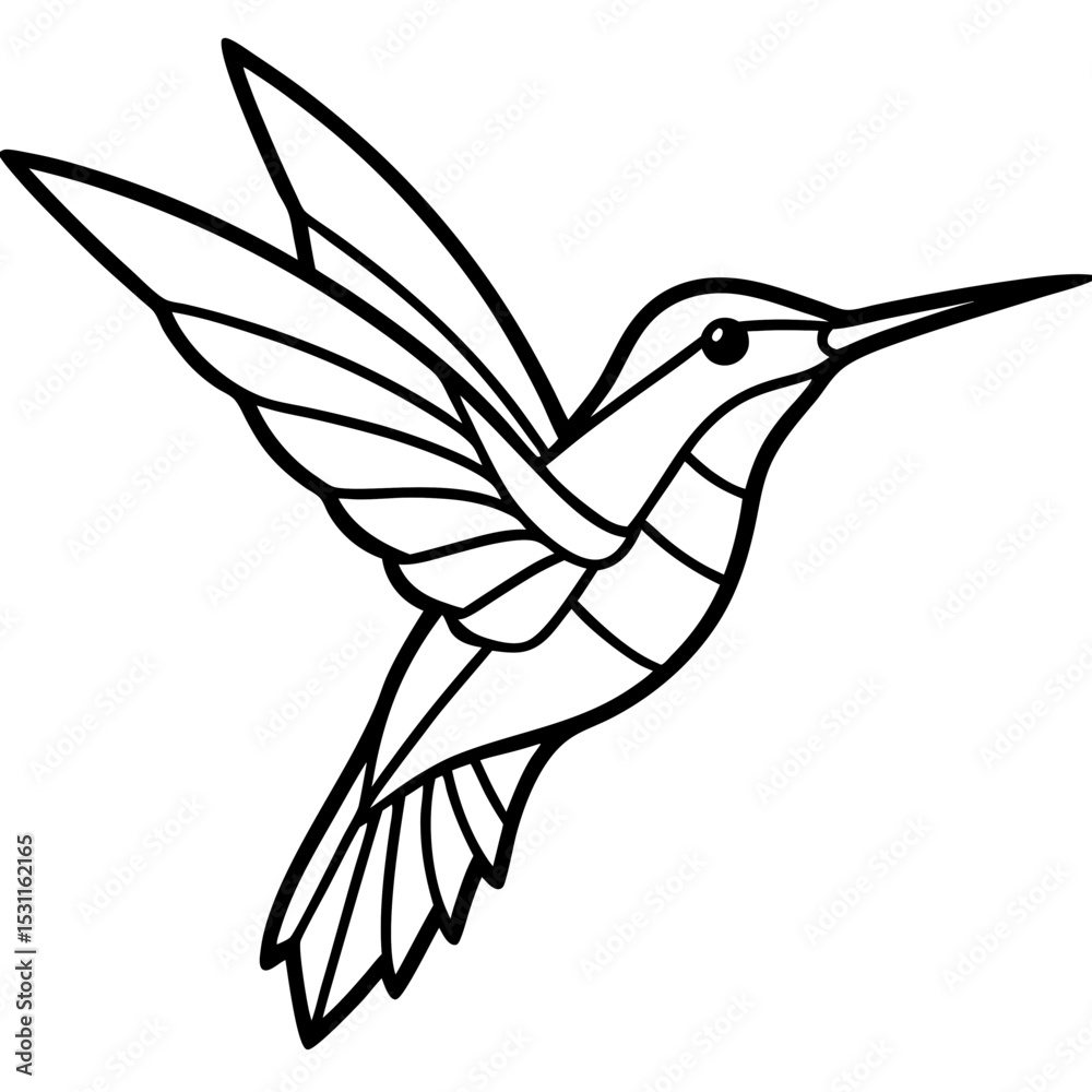 Obraz premium Abstract Hummingbird in Flight line art vector 