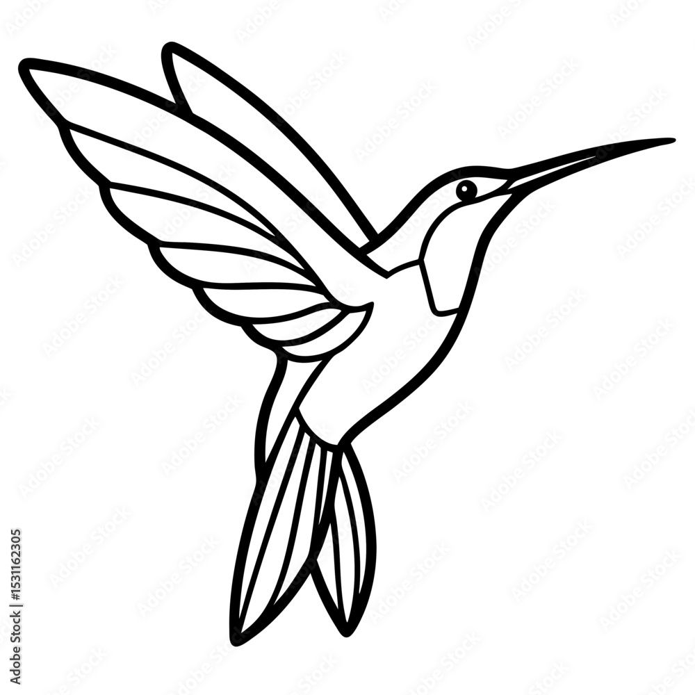 Obraz premium Abstract Hummingbird in Flight line art vector 